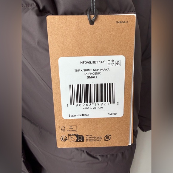 Skims x TNF Brown Phoenix Nuptse Wrap Down Parka Coat - Picture 3 of 5